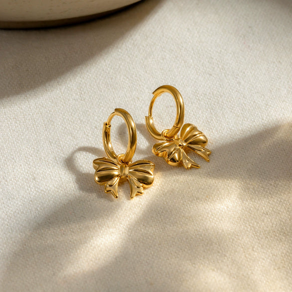 Wholesale Women's Stainless Steel Bow Earrings With Electroplating