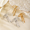 Wholesale Women's Stainless Steel Bow Earrings With 18K Goldplated Electroplating