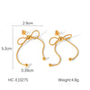 Wholesale Women's Stainless Steel Bow Geometric Earrings With Electroplating