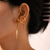 Wholesale Women's Stainless Steel Bow Geometric Earrings With Electroplating