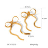 Wholesale Women's Stainless Steel Bow Geometric Earrings With Electroplating
