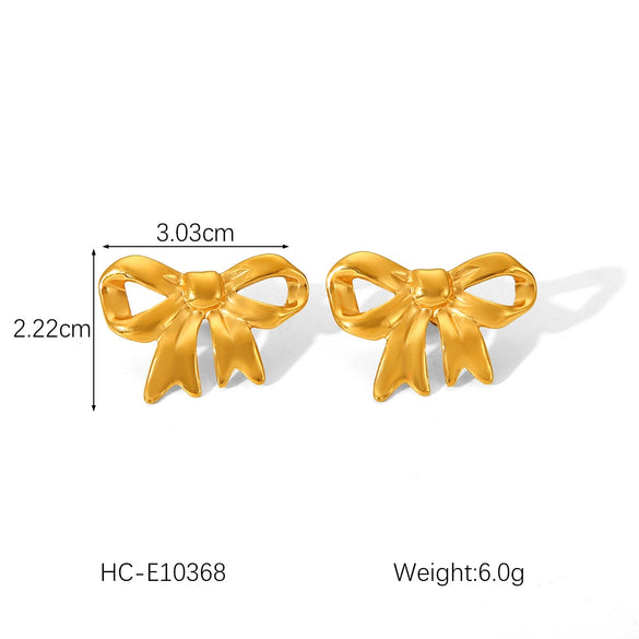 Wholesale Women's Stainless Steel Bow Geometric Electroplated Earrings