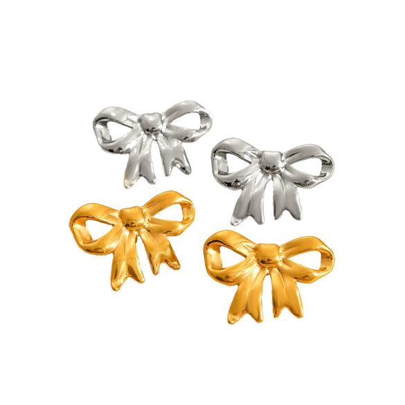 Wholesale Women's Stainless Steel Bow Geometric Electroplated Earrings