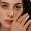 Wholesale Women's Stainless Steel Bow Geometric Open Ring With Vacuum Electroplated Treatment
