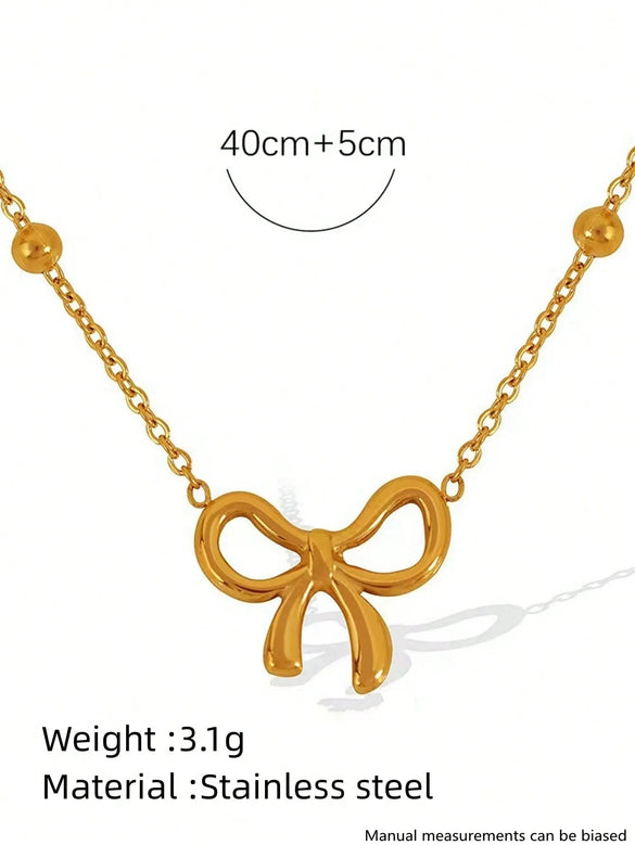 Wholesale Women's Stainless Steel Bow Jewelry Set With Butterfly Dragonfly Insect Patterns 18K Gold Plated