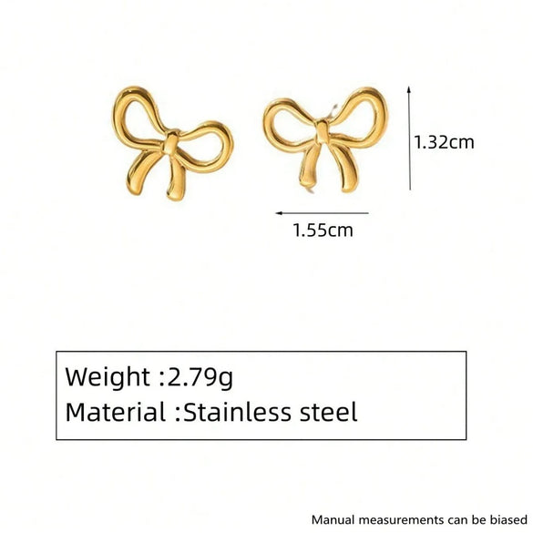 Wholesale Women's Stainless Steel Bow Jewelry Set With Butterfly Dragonfly Insect Patterns 18K Gold Plated
