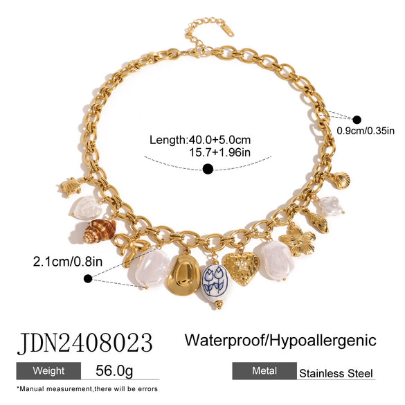 Wholesale Women's Stainless Steel Bow Love Pendant Necklace With Pearl Animal Pattern And Electroplating
