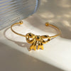 Wholesale Women's Stainless Steel Bow Open Bracelet Jewelry With 18K Gold Electroplating