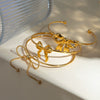 Wholesale Women's Stainless Steel Bow Open Bracelet Jewelry With 18K Gold Electroplating