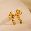 Wholesale Women's Stainless Steel Bow Ring Handmade Polished 18K Gold Plated
