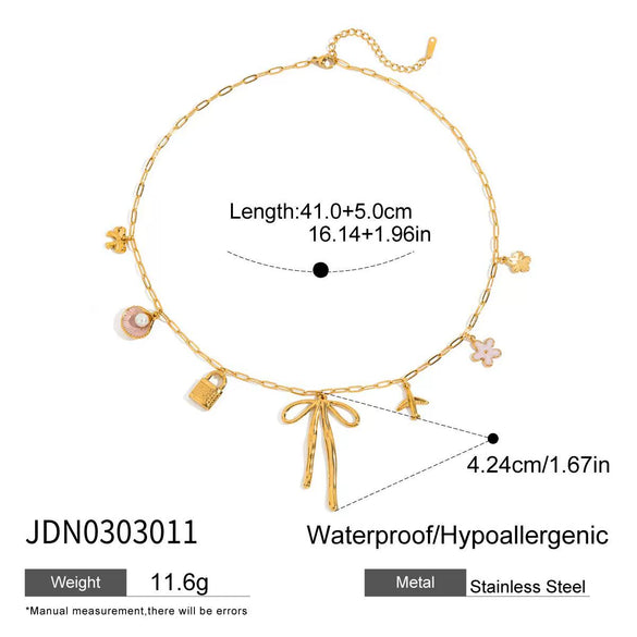Wholesale Women's Stainless Steel Bow Shaped Jewelry With 18K Gold Electroplating Quiet And Minimalist Design