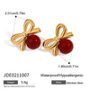 Wholesale Women's Stainless Steel Bow Tie Retro Style Electroplated Earrings Jewelry
