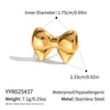 Wholesale Women's Stainless Steel Bow Tie Ring With Pvd Furnace Vacuum Real Gold Plating In Creamy Sweet Girl Style