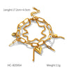 Wholesale Women's Stainless Steel Bracelet With Heart And Geometric Pattern Electroplated