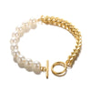 Wholesale Women's Stainless Steel Bracelet With Personality Stitching Chain And Pearl O Buckle In Ins Niche Design