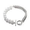 Wholesale Women's Stainless Steel Bracelet With Personality Stitching Chain And Pearl O Buckle In Ins Niche Design