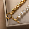 Wholesale Women's Stainless Steel Bracelet With Personality Stitching Chain And Pearl O Buckle In Ins Niche Design