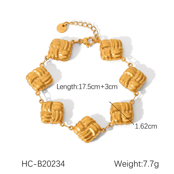 Wholesale Women's Stainless Steel Bracelet With Square Butterfly Shell Water Drop Zircon Flower Design And Electroplating Process