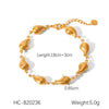Wholesale Women's Stainless Steel Bracelet With Square Butterfly Shell Water Drop Zircon Flower Design And Electroplating Process