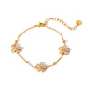 Wholesale Women's Stainless Steel Bracelet With Square Butterfly Shell Water Drop Zircon Flower Design And Electroplating Process