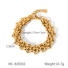 Wholesale Women's Stainless Steel Bracelet With Twist Chain Blade Chain Figaro Chain Snake Bone Chain In Geometric Design With 18K Gold Electroplating That Doesn't Fade
