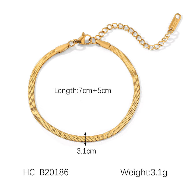 Wholesale Women's Stainless Steel Bracelet With Twist Chain Blade Chain Figaro Chain Snake Bone Chain In Geometric Design With 18K Gold Electroplating That Doesn't Fade