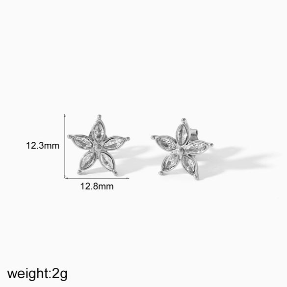 Wholesale Women's Stainless Steel Butterfly And Flower Pattern Electroplated Ear Jewelry
