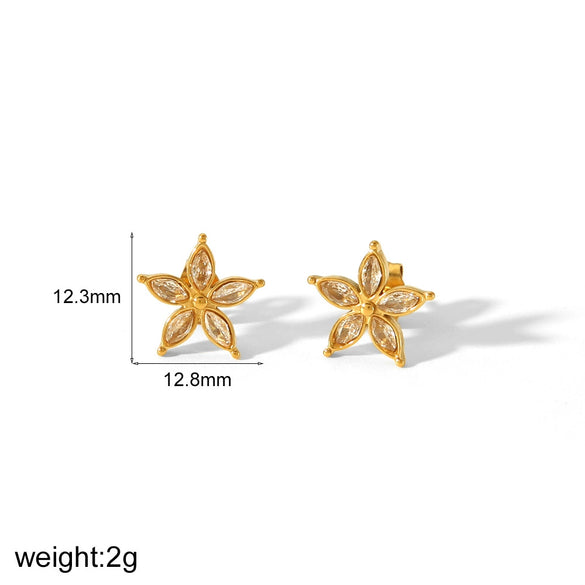 Wholesale Women's Stainless Steel Butterfly And Flower Pattern Electroplated Ear Jewelry