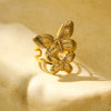 Wholesale Women's Stainless Steel Butterfly Ring Light Luxury Style Electroplated