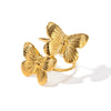 Wholesale Women's Stainless Steel Butterfly Ring With Animal Pattern And Electroplating Treatment Light Luxury Style