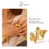 Wholesale Women's Stainless Steel Butterfly Ring With Animal Pattern And Electroplating Treatment Light Luxury Style