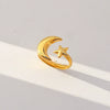 Wholesale Women's Stainless Steel Casting Electroplated Open Ring Set With Geometric And Flower Patterns