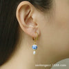 Wholesale Women's Stainless Steel Ceramic Earrings With Love Strawberry Butterfly And Teapot Patterns Electroplated