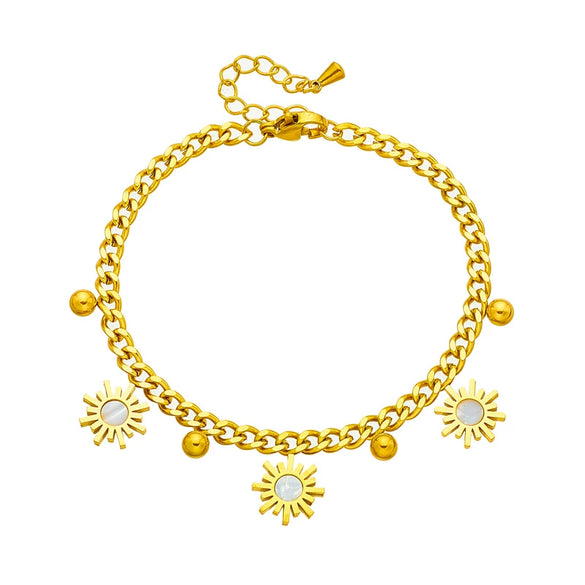 Wholesale Women's Stainless Steel Chain Shell Sunflower Pendant Bracelet With Electroplating And Cold Style Niche Design