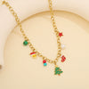 Wholesale Women's Stainless Steel Christmas Necklace With Sleigh Elk Pendant Electroplated Twist Chain New Fashion Jewelry