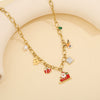 Wholesale Women's Stainless Steel Christmas Necklace With Sleigh Elk Pendant Electroplated Twist Chain New Fashion Jewelry
