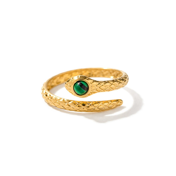 Wholesale Women's Stainless Steel Cobra Open Ring With Geometric Pattern And Electroplating Treatment