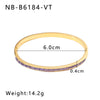 Wholesale Women's Stainless Steel Color Buckle Bracelet With Rectangular Color Zircon And 18K Furnace Vacuum Plating