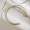 Wholesale Women's Stainless Steel Colormatching Minimalist Open Colorfree Bracelet With Electroplating And Geometric Design