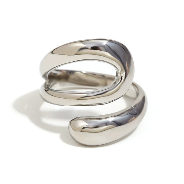 Wholesale Women's Stainless Steel Creative Niche Design Sense Bracelet With 18K Gold Plated French Three Layer Open Snake Ring And Geometric Pattern