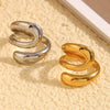 Wholesale Women's Stainless Steel Creative Niche Design Sense Bracelet With 18K Gold Plated French Three Layer Open Snake Ring And Geometric Pattern