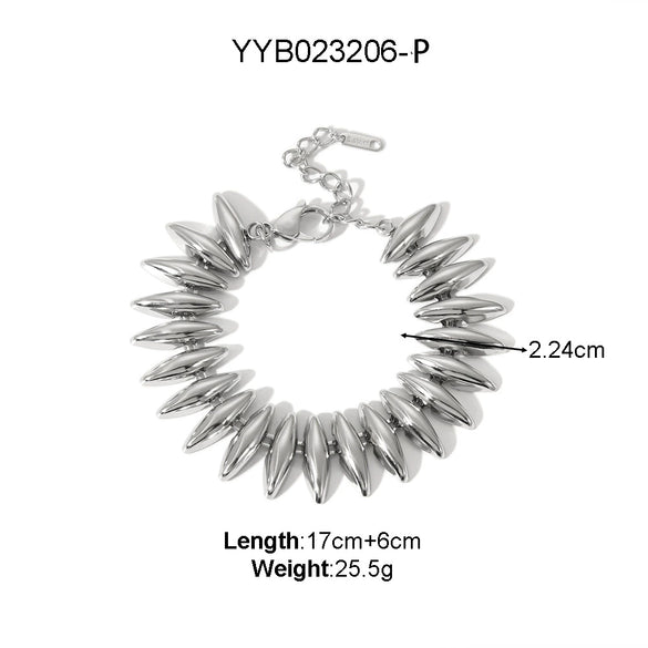 Wholesale Women's Stainless Steel Crescent Necklace And Bracelet Jewelry Suit With Pvdp Furnace Real Gold Treatment