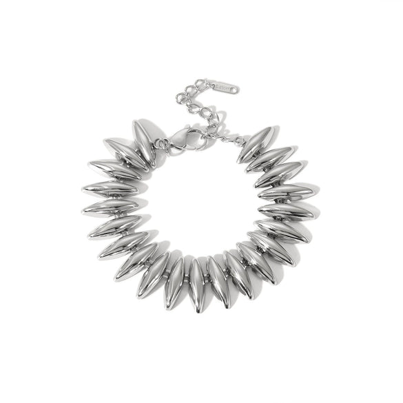 Wholesale Women's Stainless Steel Crescent Necklace And Bracelet Jewelry Suit With Pvdp Furnace Real Gold Treatment