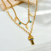 Wholesale Women's Stainless Steel Cross Crown Roman Numerals Pattern Gold Electroplated Retro Earrings And Necklaces Set