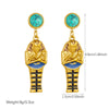 Wholesale Women's Stainless Steel Cross Crown Roman Numerals Pattern Gold Electroplated Retro Earrings And Necklaces Set