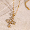 Wholesale Women's Stainless Steel Cross Pendant Necklace With Geometric Pattern And Electroplating Treatment