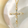 Wholesale Women's Stainless Steel Cross Pendant Necklace With Medieval Style And Electroplating