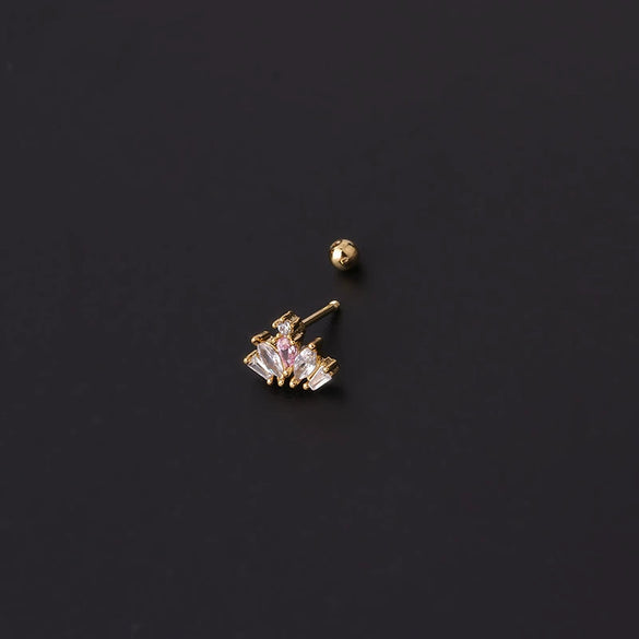 Wholesale Women's Stainless Steel Crown Pattern Electroplated Screw Ear Nail Earrings