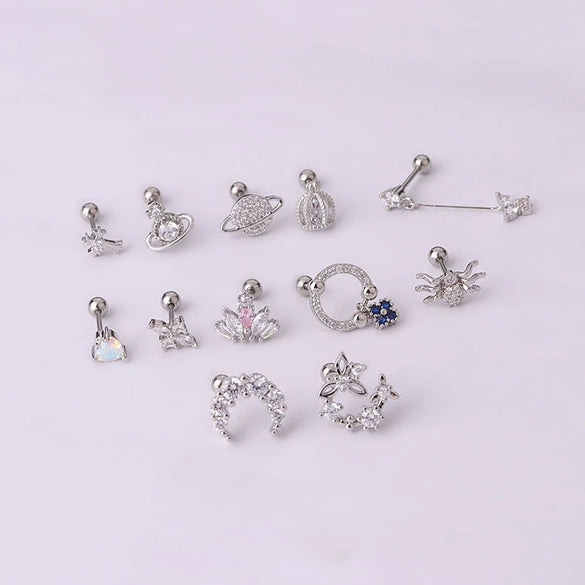 Wholesale Women's Stainless Steel Crown Pattern Electroplated Screw Ear Nail Earrings