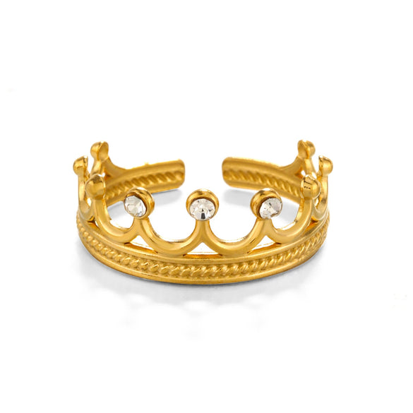 Wholesale Women's Stainless Steel Crown Ring With Electroplating Simple Fashion Design
